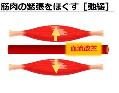 筋肉の緊張をほぐした様子